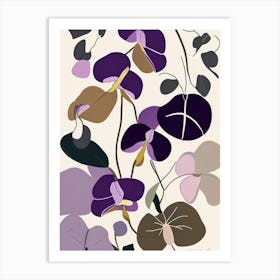 Violets Wildflower Modern Muted Colours 1 Art Print