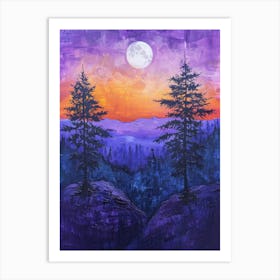 Full Moon Over The Mountains Art Print