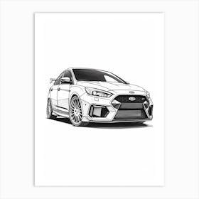 Ford Focus Rs Line Drawing 4 Art Print
