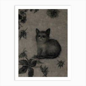 Cat With Flowers Art Print