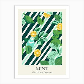Marche Aux Legumes Mint Summer Illustration 11 Art Print