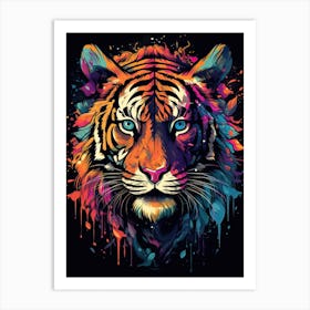 Tiger Art In Naïve Art Style 3 Art Print