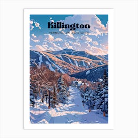 Killington Vermont Ski Resort Digital Travel Illustration Art Print