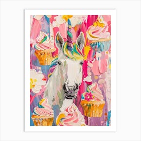 Unicorn Rainbow Cupcake Painting Art Print