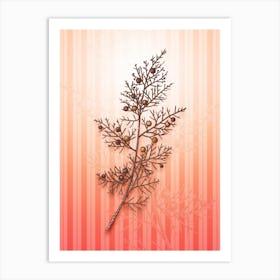 Phoenicean Juniper Vintage Botanical in Peach Fuzz Awning Stripes Pattern n.0005 Art Print