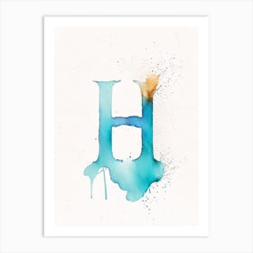 H, Letter, Alphabet Minimalist Watercolour 1 Art Print
