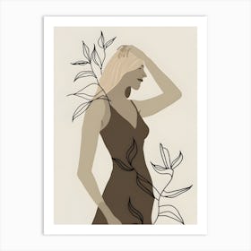 Woman With Leaves Art Print