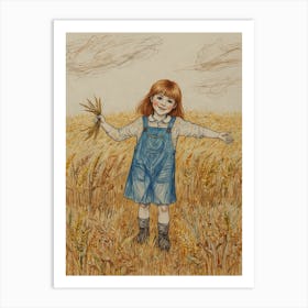 Little Girl In A Wheat Field Art Print