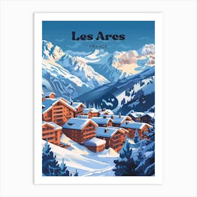 Les Arcs France Ski Town Digital Travel Illustration Art Print