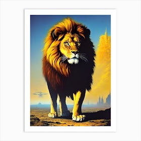 Lion In The Desert Art Print