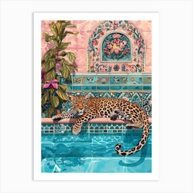 Leopard In The Pool 2 Art Print