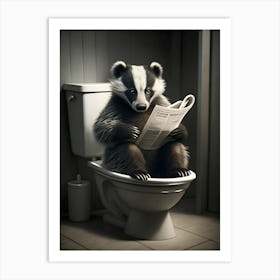 Badger Reading Newspaper Art Print