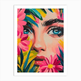 Face Of A Woman With Flowers Art Print