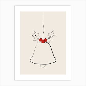 Neutral Christmas Bell Ornament Art Print