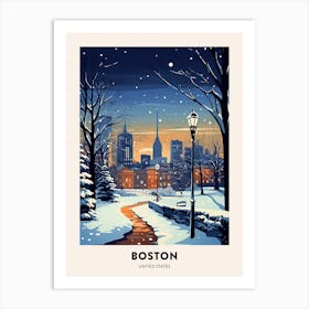 Winter Night  Travel Poster Boston Usa 1 Art Print