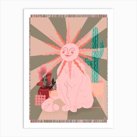 Sun Cat Earth Tones Art Print