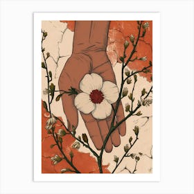 Hand Holding A Flower Art Print