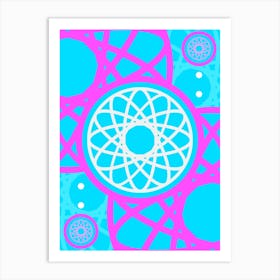 Geometric Glyph in White and Bubblegum Pink and Candy Blue n.0046 Art Print