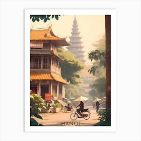 Hanoi Vietnam Retro Travel Art Print