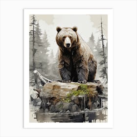 Brown Bear In The Woods Art Print