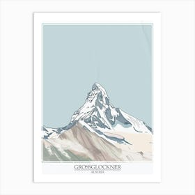 Grossglockner Austria Color Line Drawing 2 Poster Art Print