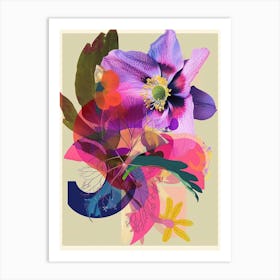 Hellebore 2 Neon Flower Collage Art Print