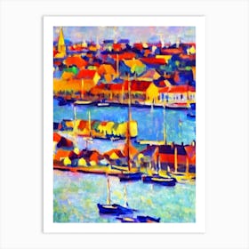 Port Of Copenhagen Denmark Brushwork Painting harbour Art Print