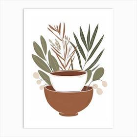 Bowl With Plants And Leaves Art Print