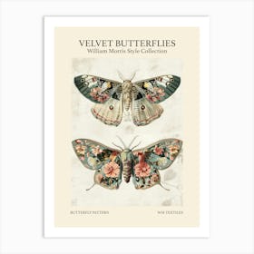 Velvet Butterflies Collection Butterfly Pattern William Morris Style 5 Art Print