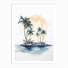 Watercolour Of Tulum Beach   Quintana Roo Mexico 2 Art Print