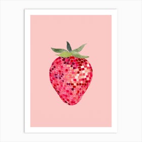 Disco Ball Strawberry Vertical Art Print