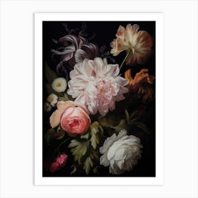 Moody Vintage Floral Painting Art Print