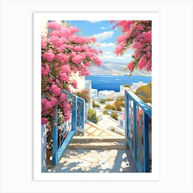 Pink Flowers by the Balcony Art Print