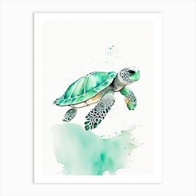 Flatback Sea Turtle (Natator Depressus), Sea Turtle Minimalist Watercolour 1 Art Print