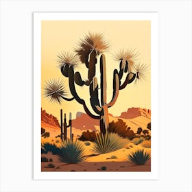Joshua Trees In Grand Canyon Vintage Botanical Line Drawing  (6) Art Print
