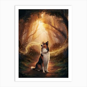 Dog In The Woods Art Print