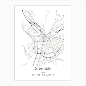 Grenoble,France Minimalist Map Art Print