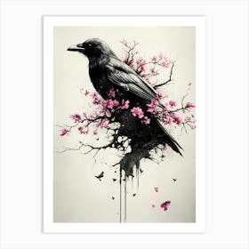 Crow In Bloom 3 Art Print