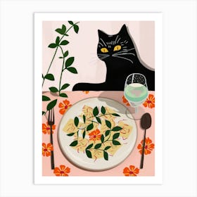 Cat And Ravioli 2 Art Print