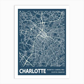 Charlotte Blueprint City Map 1 Art Print