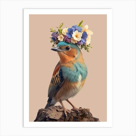 Bird In A Flower Crown Art Print