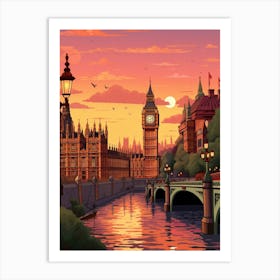Big Ben And The House Of Parliament Pixel Art 4 Art Print