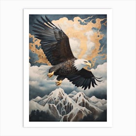 Bald Eagle 1 Gold Detail Painting Art Print