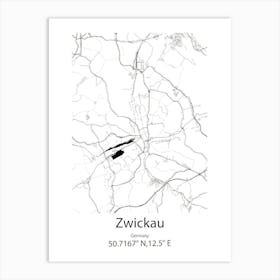 Zwickau,Germany Minimalist Map Art Print