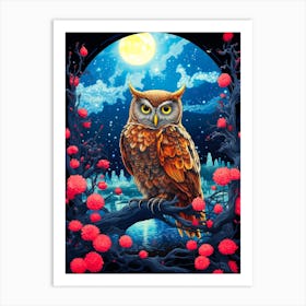 Owl At Night Art Print