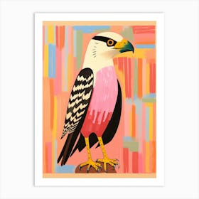 Pink Scandi Crested Caracara 1 Art Print