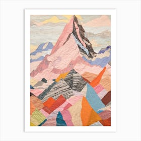 Mount Everest Nepal 4 Colourful Mountain Illustration Art Print