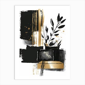 Abstract Black And Gold Painting 14 Art Print