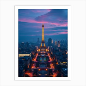 Eiffel Tower At Dusk Art Print