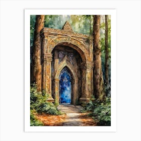Elven Portal ~ Magical Stargate in the Woods ~ Fairytale Watercolour Forest Art Print
